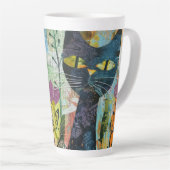 Boho Waterverf Cats - Aardse katachtige kunst (4) Latte Mok (Rechterhoek)
