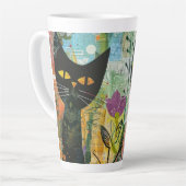 Boho Waterverf Cats - Aardse katachtige kunst (4) Latte Mok (Linkerhoek)