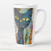 Boho Waterverf Cats - Aardse katachtige kunst (4) Latte Mok (Rechts)