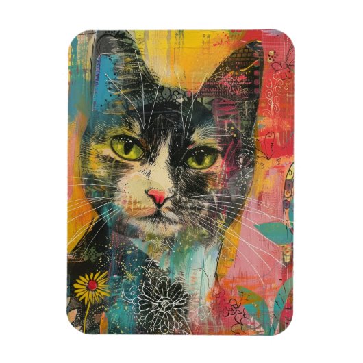 Boho Waterverf Cats - Aardse katachtige kunst (6) Magneet (Verticaal)