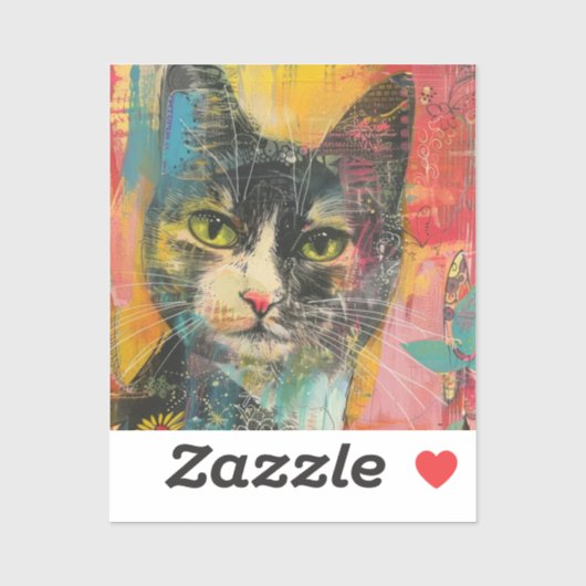 Boho Waterverf Cats - Aardse katachtige kunst (6) Sticker (Vel)