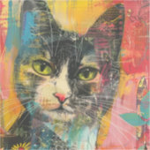 Boho Waterverf Cats - Aardse katachtige kunst (6) Sticker (Voorkant)