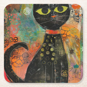Boho Waterverf Cats - Aardse katachtige kunst (7) Kartonnen Onderzetters