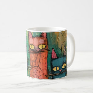 Boho Waterverf Cats - Aardse katachtige kunst Koffiemok