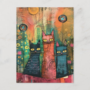 Boho Waterverf Cats - Aardse katachtige kunst Uitnodiging Briefkaart