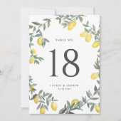 Boho Waterverf Citroen Krans Trouwtafel Nummer Kaart (Voorkant)