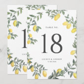 Boho Waterverf Citroen Krans Trouwtafel Nummer Kaart (Voorkant / Achterkant)