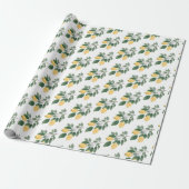 Boho Waterverf Citroenen & Groene Gift Cadeaupapier (Uitgerold)