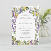 Boho Waterverf Citroenen & Lavendel Bruiloft Kaart (Staand voorkant)