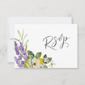 Boho Waterverf Citroenen & Lavendel Bruiloft RSVP (Voorkant)