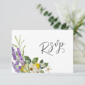 Boho Waterverf Citroenen & Lavendel Bruiloft RSVP (Staand voorkant)