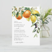 Boho Waterverf Citrus Botanische bruiloft Kaart (Staand voorkant)
