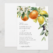 Boho Waterverf Citrus Botanische bruiloft Kaart (Voorkant / Achterkant)
