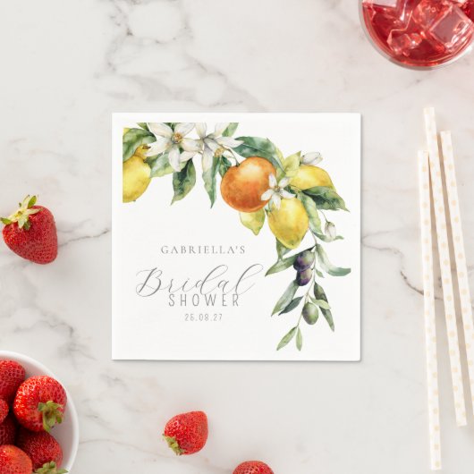 Boho Waterverf Citrus Lemon Sinaasappel Vrijgezell Servet (Insitu)