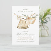 Boho Waterverf Clothesline Baby Brunch Kaart (Staand voorkant)