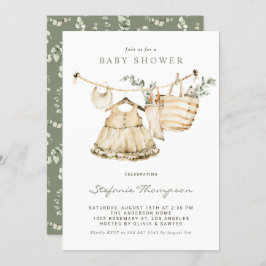 Boho Waterverf Clothesline-Baby shower Kaart