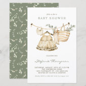 Boho Waterverf Clothesline Girl Baby shower (Voorkant / Achterkant)