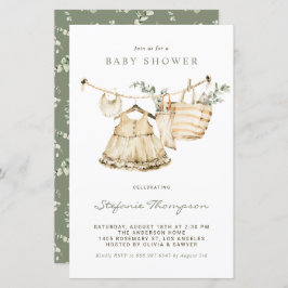 Boho Waterverf Clothesline Girl Baby shower