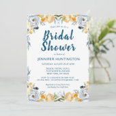 Boho Waterverf Coral Blue Floral Vrijgezellenfeest Kaart (Staand voorkant)