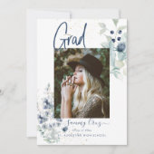 Boho Waterverf Cotton Flowers Afstuderen Aankondiging (Voorkant)