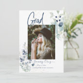 Boho Waterverf Cotton Flowers Afstuderen Aankondiging (Staand voorkant)