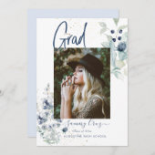 Boho Waterverf Cotton Flowers Afstuderen Aankondiging (Voorkant / Achterkant)