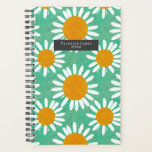 Boho Waterverf Daisies Planner<br><div class="desc">Oversize details over een groene achtergrond.</div>