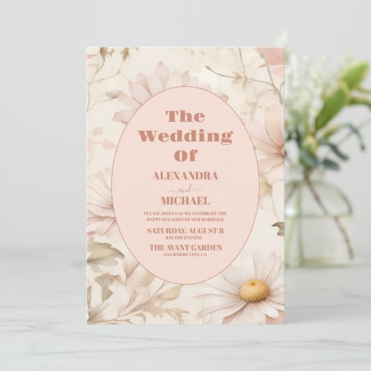 Boho Waterverf Daisy Bruiloft Kaart (Staand voorkant)