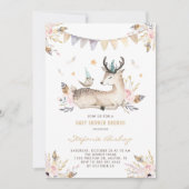 Boho Waterverf Deer en Bird Baby shower Brunch Kaart (Voorkant)
