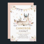 Boho Waterverf Deer en Bird Floral Kids Birthday Kaart<br><div class="desc">Boho Waterverf Deer en Bird Floral Birthday Party Invitation | Familie en vrienden uitnodigen met deze uitnodiging om het bos te verjaarden. Deze editable verjaardagsuitnodiging bevat waterverf illustraties van een hert en een vogel met bloemen, bladeren en veren accenten. Deze tribale uitnodiging is perfect voor een bohemen-thema en verjaardagen met...</div>