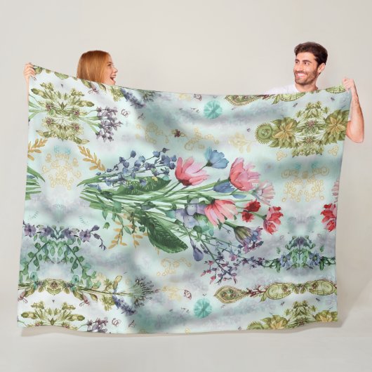 Boho Waterverf deken – Dromerige pastelworp (In situ)