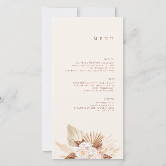 Boho Waterverf Desert Flowers Creamy Color Menu (Voorkant)