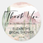 Boho Waterverf Desert Natuur Cactus Bedankt Ronde Sticker (Voorkant)