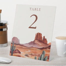 Boho Waterverf Desert Trouwtafel Nummer Reclamebord Met Voetstuk