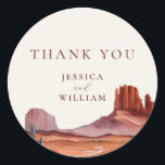 Boho Waterverf Desert Wedding Bedankt Ronde Sticker<br><div class="desc">Boho Waterverf Desert Wedding Bedankt Stickers</div>