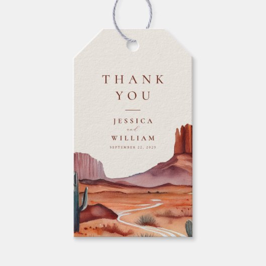Boho Waterverf Desert Wedding Favoriet Gift Labels Cadeaulabel (Voorkant)
