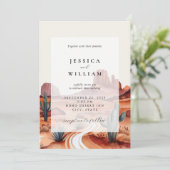 Boho Waterverf Desert Wedding Kaart (Staand voorkant)