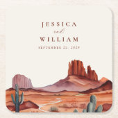 Boho Waterverf Desert Wedding Kartonnen Onderzetters (Voorkant)