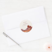 Boho Waterverf Desert Wedding Ronde Sticker (Envelop)