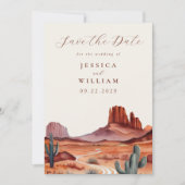 Boho Waterverf Desert Wedding Save The Date (Voorkant)