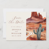 Boho Waterverf Desert Wedding Save The Date (Voorkant)