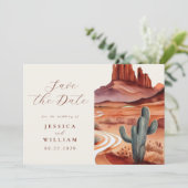 Boho Waterverf Desert Wedding Save The Date (Staand voorkant)