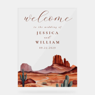 Boho Waterverf Desert Wedding Welkom Acryl Bord