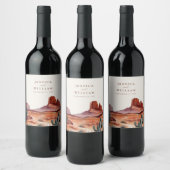 Boho Waterverf Desert Wedding Wijn Etiket (Flessen)