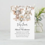 Boho Waterverf Dier Baby shower Uitnodiging (Staand voorkant)
