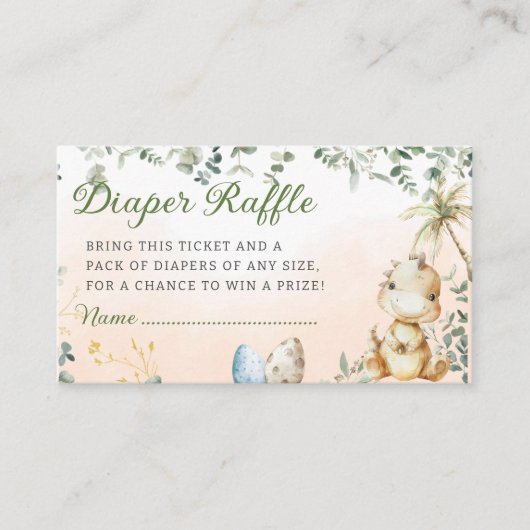 Boho Waterverf Dinosaurus Groene luier verloting Informatiekaartje (Voorkant)