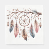 Boho Waterverf Dreamcatcher & Feather Baby shower Servet (Voorkant)