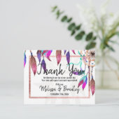 Boho Waterverf Dreamcatcher Roos Gold Bedankt Briefkaart (Staand voorkant)