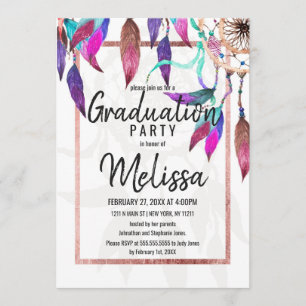 Boho Waterverf Dreamcatcher Roos Goud Afstuderen Kaart