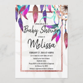 Boho Waterverf Dreamcatcher Roos Goud Baby shower Kaart